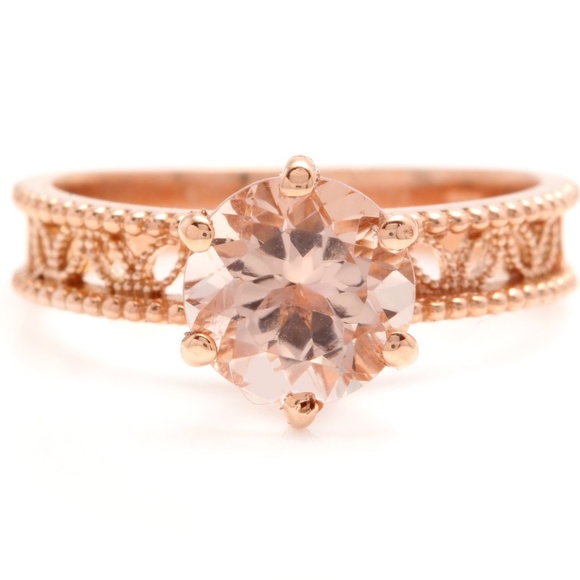 1.70Cts Natural Morganite 14k Solid Rose Gold Ring